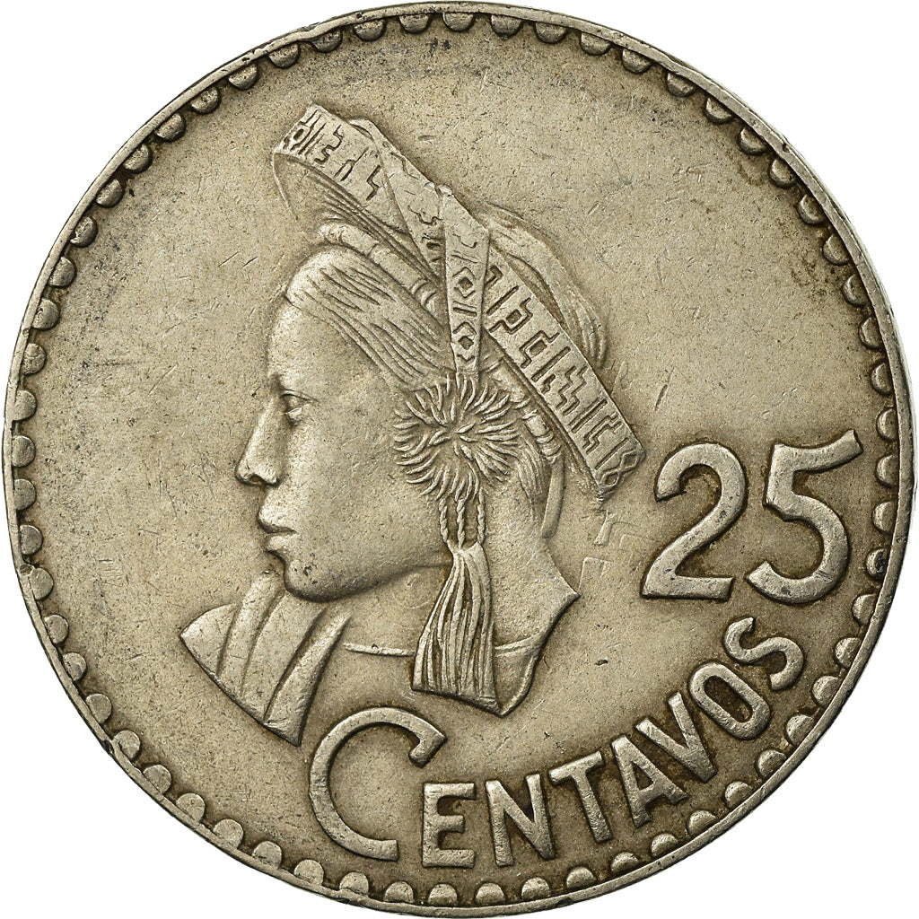 Moneda, Guatemala, 25 Centavos, 1967, MBC, Cobre - níquel, KM:269