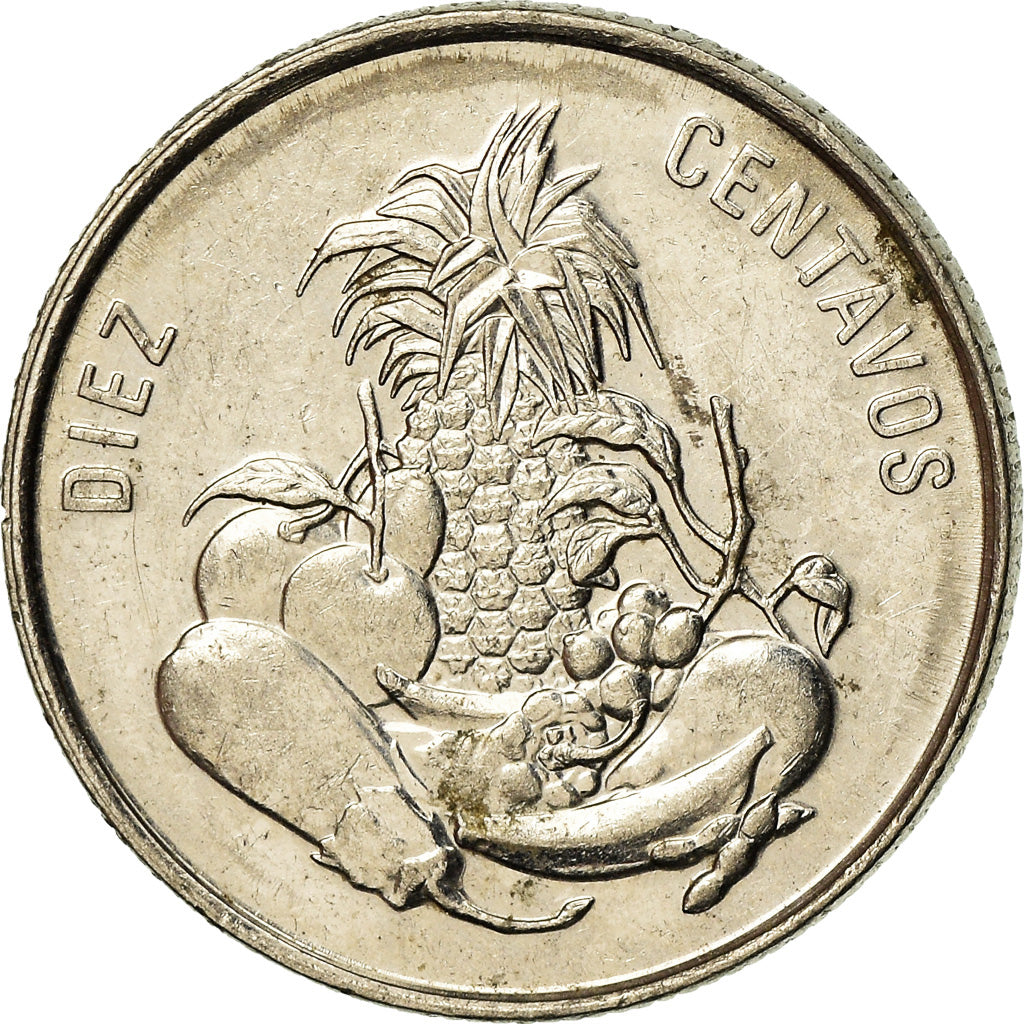 Moneda, República Dominicana, 10 Centavos, 1989, MBC, Níquel recubierto de
