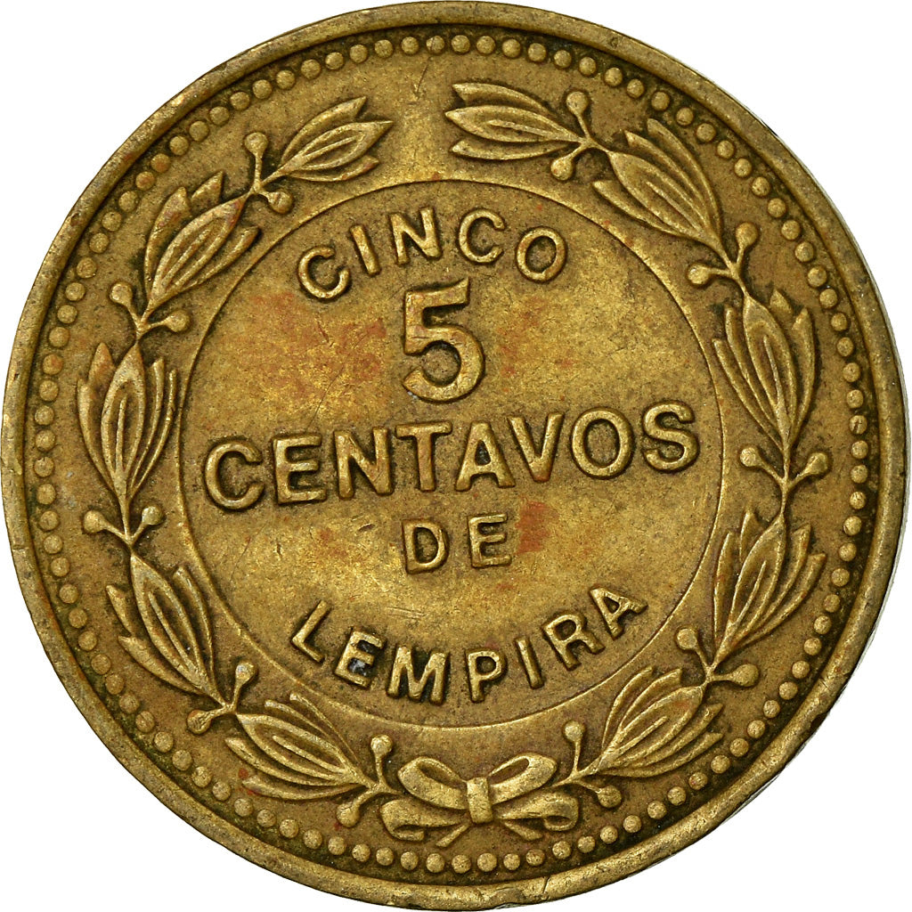 Moneda, Honduras, 5 Centavos, 1989, MBC, Latón, KM:72.2a