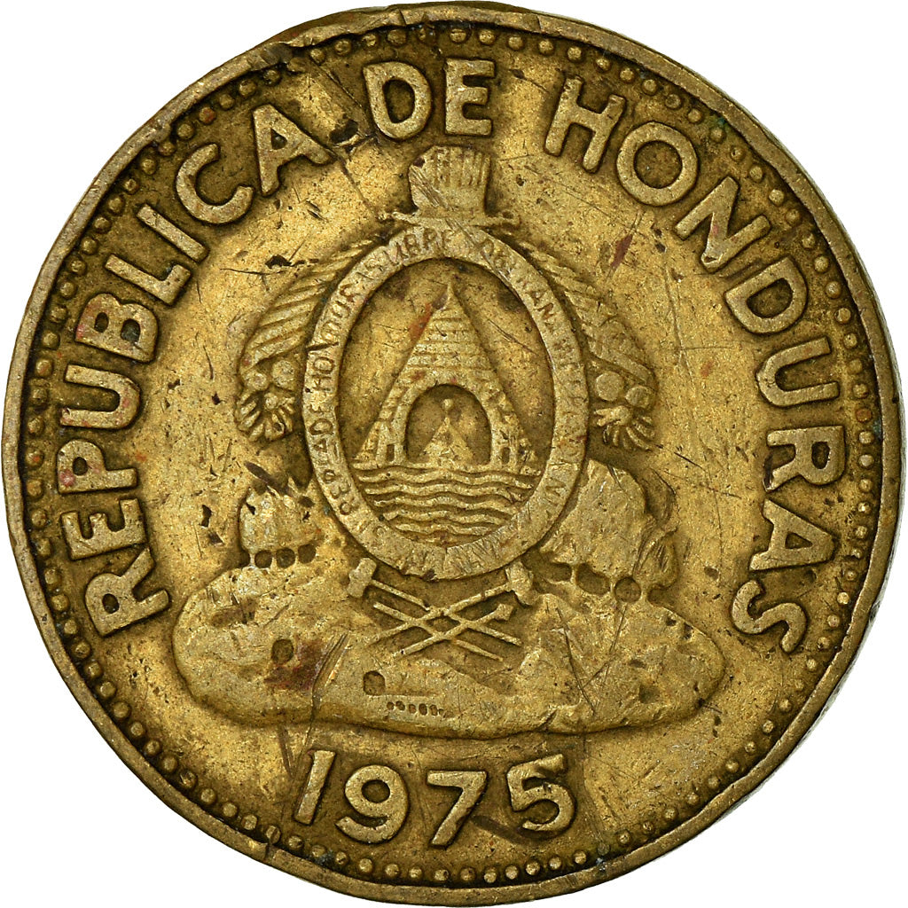 Moneda, Honduras, 5 Centavos, 1975, BC+, Latón, KM:72.2a