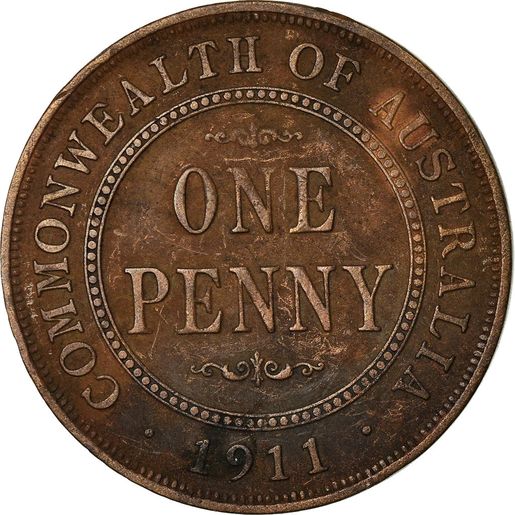Coin, Australia, George V, Penny, 1911, VF(30-35), Bronze, KM:23