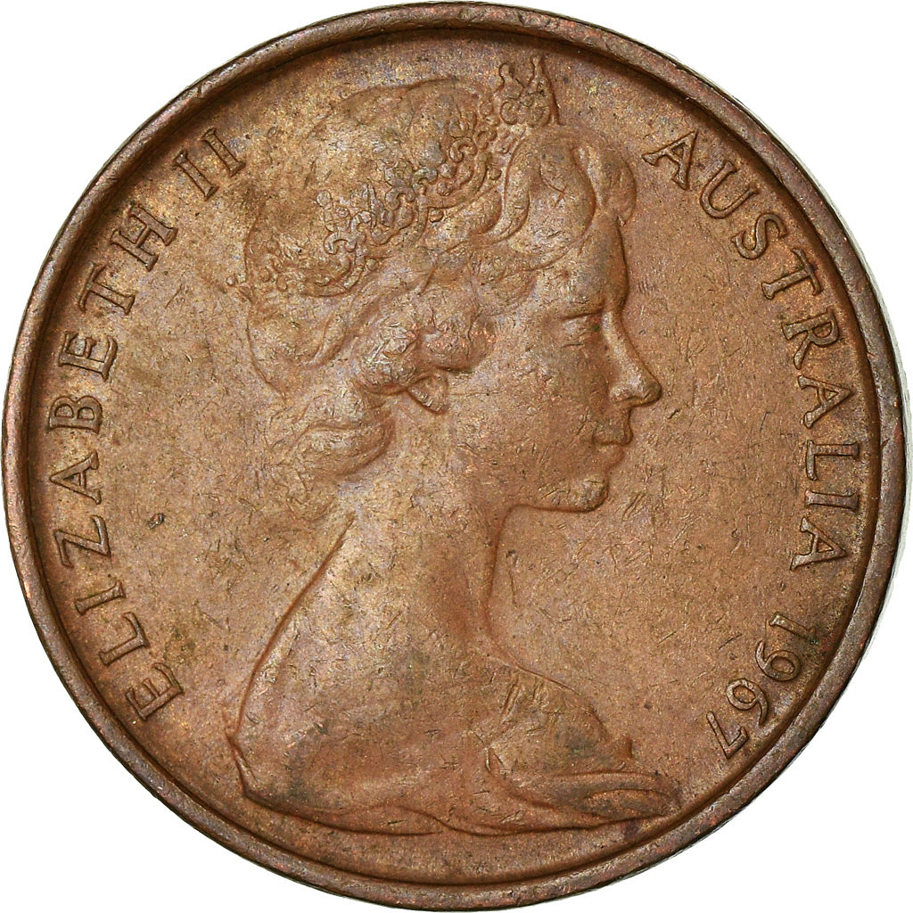 Moeda, Austrália, Elizabeth II, 2 Cents, 1967, EF(40-45), Bronze, KM:63