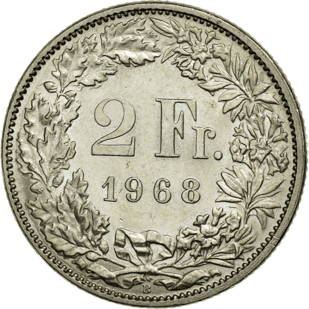 Moneta, Svizzera, 2 Francs, 1968, Bern, SPL-, Rame-nichel, KM:21a.1