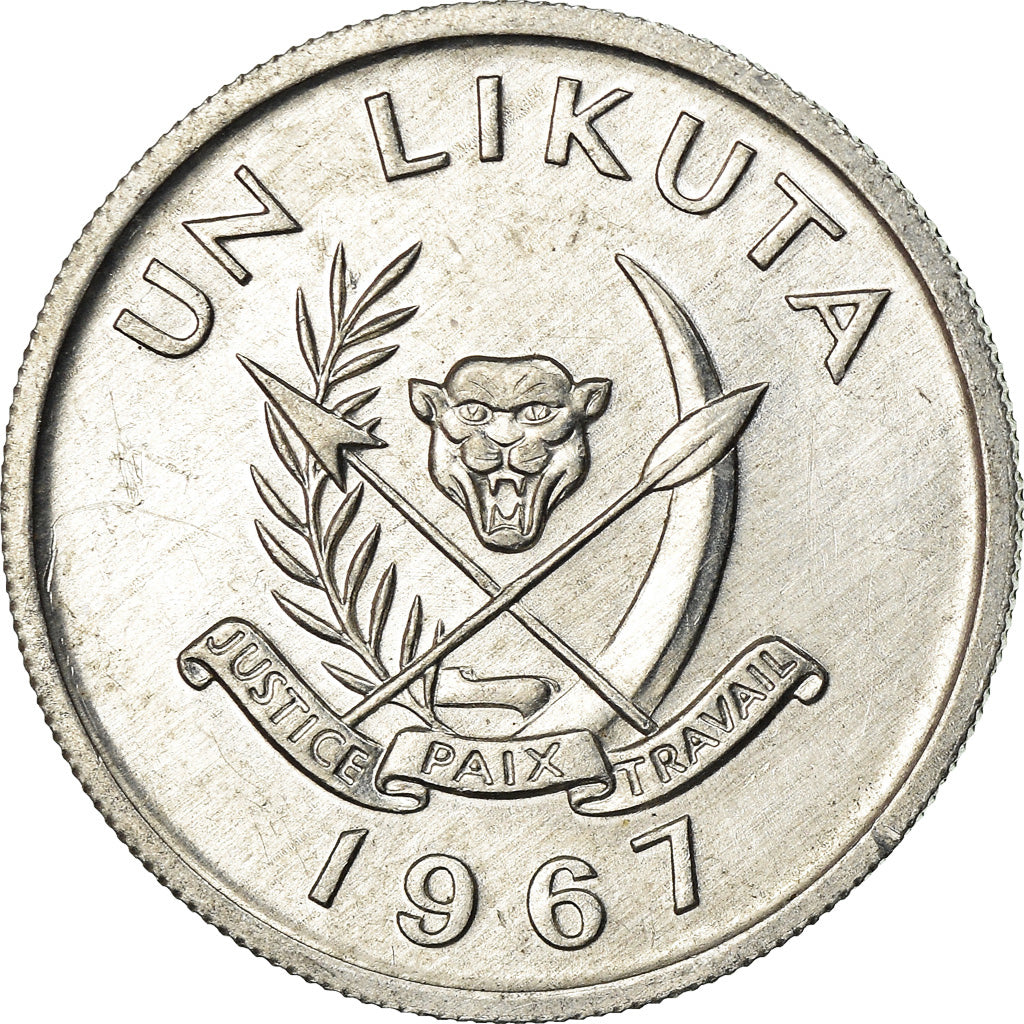 Münze, CONGO, DEMOCRATIC REPUBLIC, Likuta, 1967, SS, Aluminium, KM:8