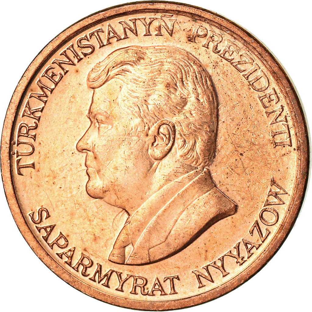 Moneta, Turkmenistan, Tenge, 1993, AU(55-58), Miedź platerowana stalą, KM:1