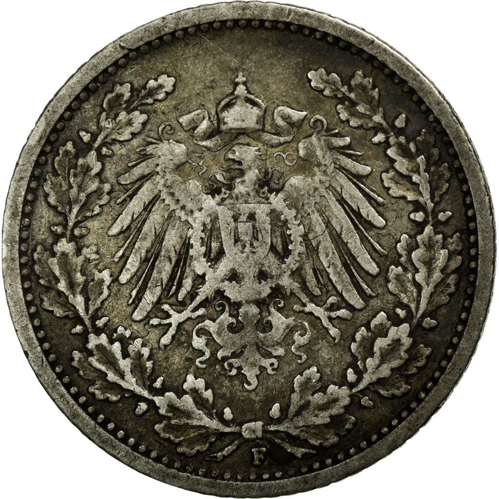 Moneta, GERMANIA - IMPERO, 1/2 Mark, 1906, Stuttgart, MB+, Argento, KM:17