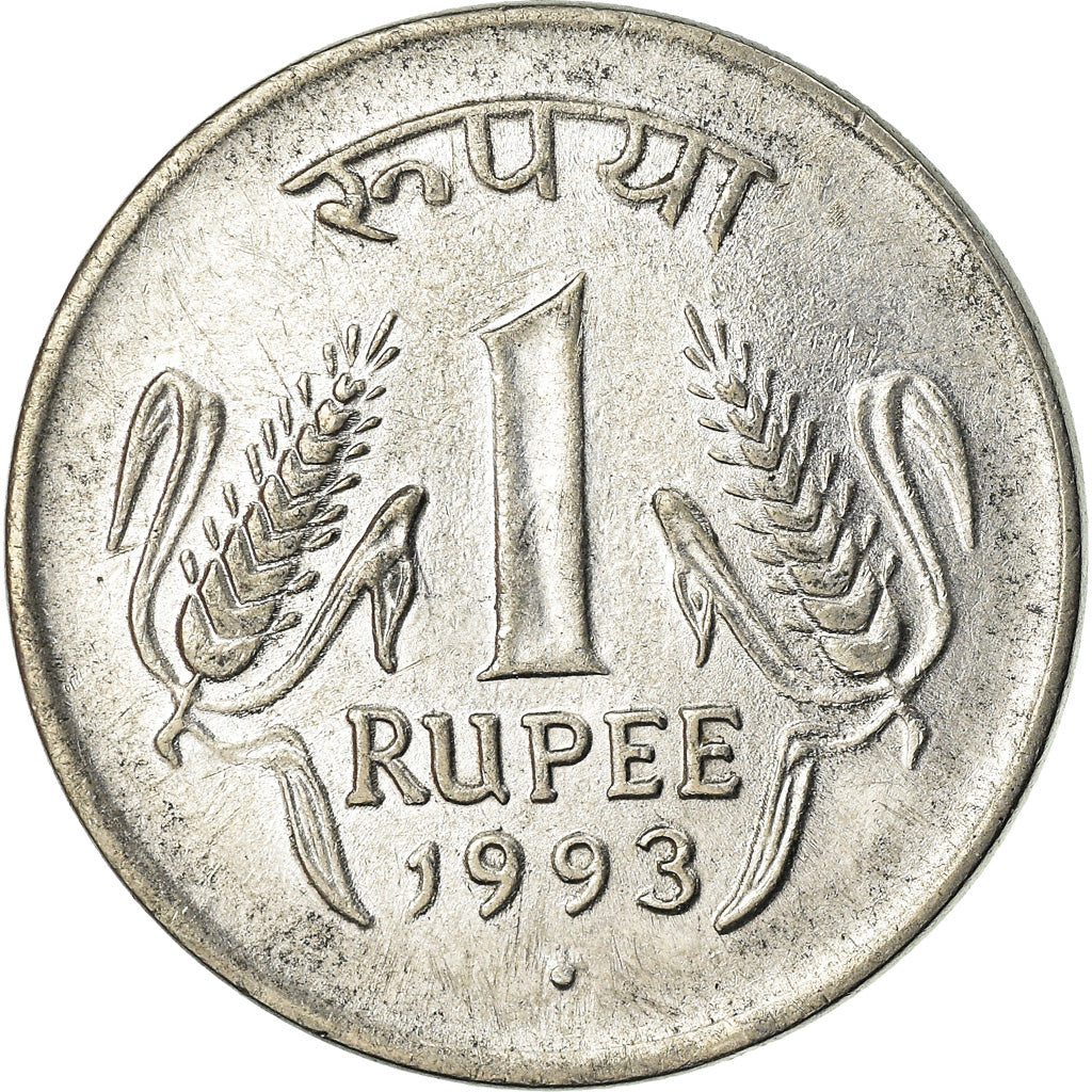 Moneda, INDIA-REPÚBLICA, Rupee, 1993, MBC, Acero inoxidable, KM:92.1