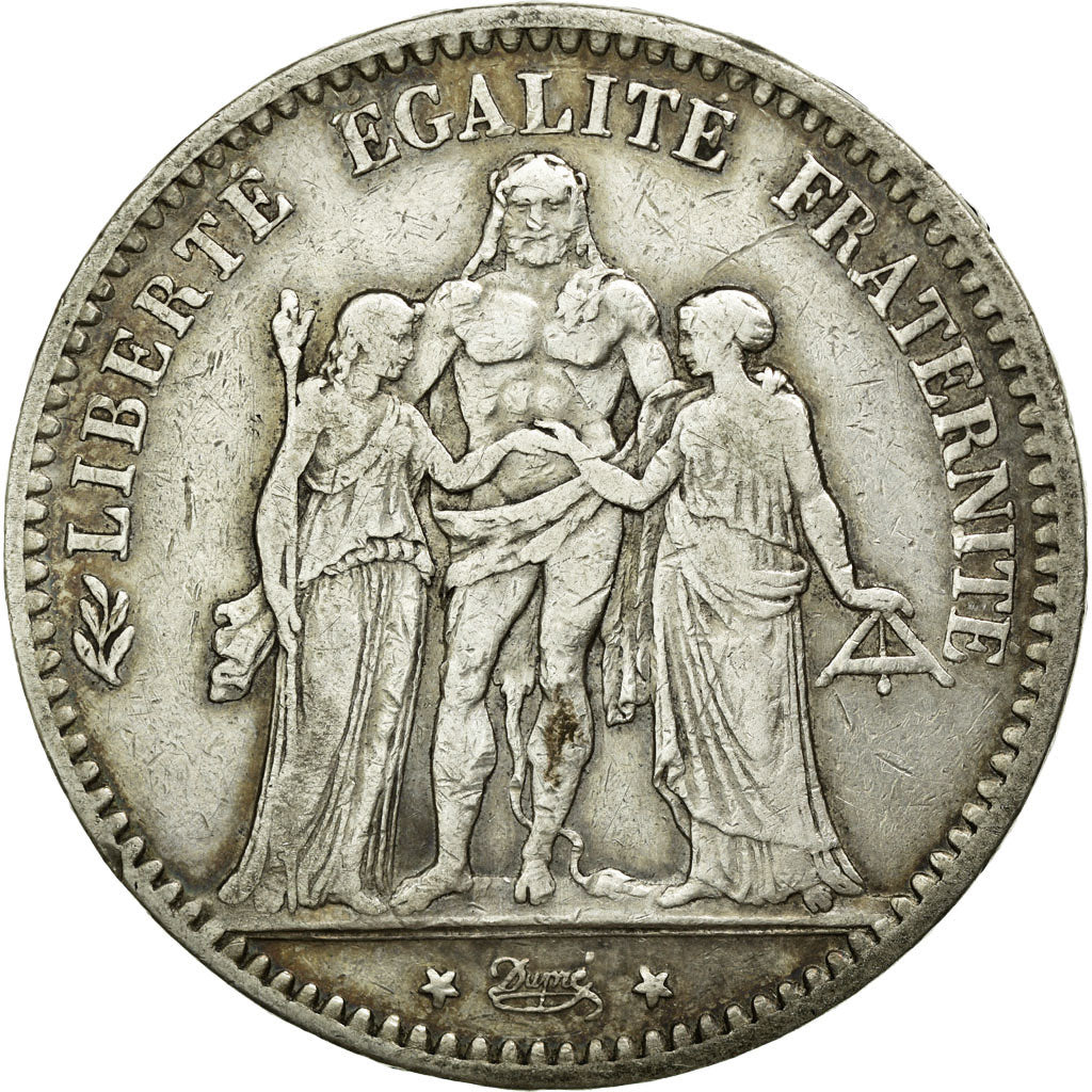 Coin, France, Hercule, 5 Francs, 1877, Bordeaux, EF(40-45), Silver, KM:820.2