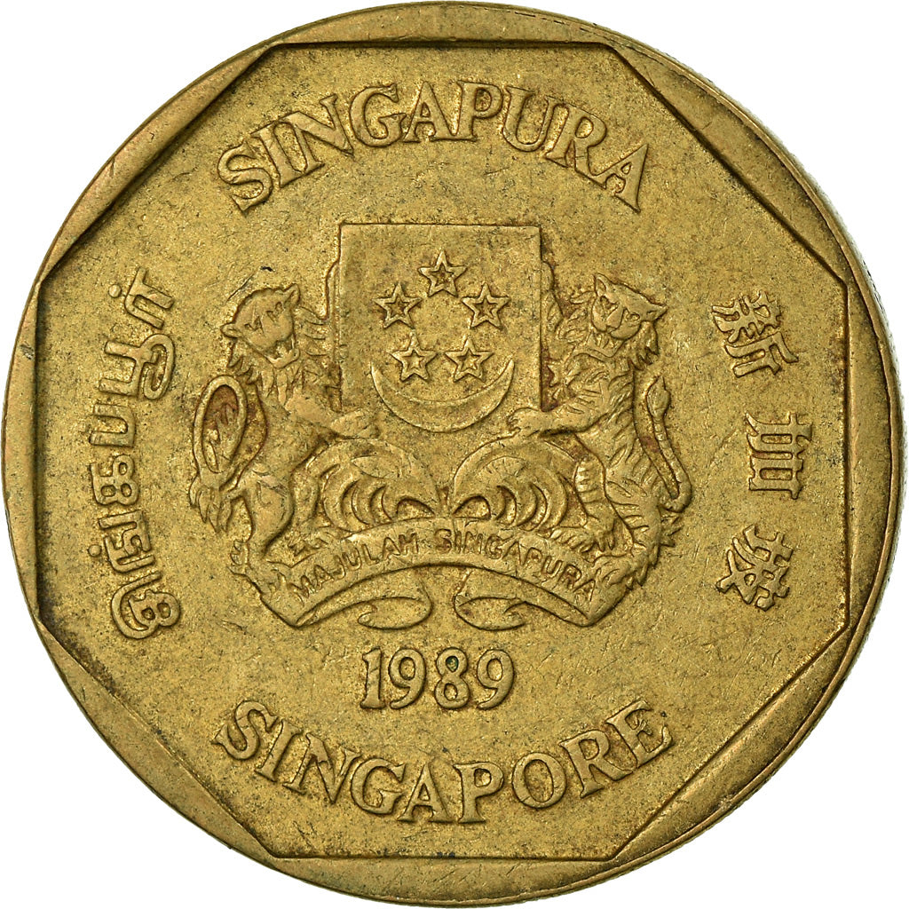 Moeda, Singapura, Dollar, 1989, British Royal Mint, EF(40-45), Alumínio-Bronze