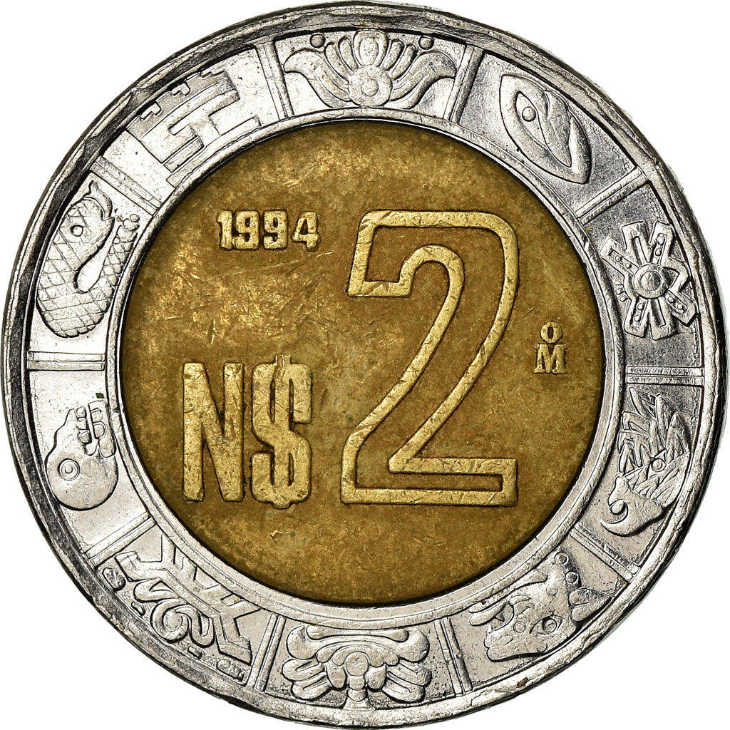 Moneta, Mexico, 2 Nuevo Pesos, 1994, Mexico City, EF(40-45), Bimetaliczny