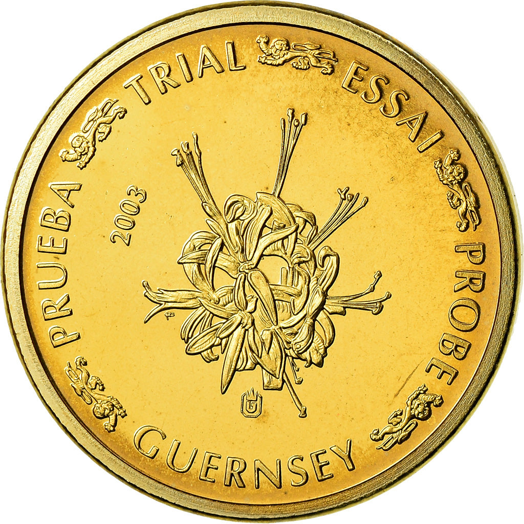 Guernsey, Medal, 10 C, Essai-Trial, 2003, MS(63), Copper-Nickel Gilt