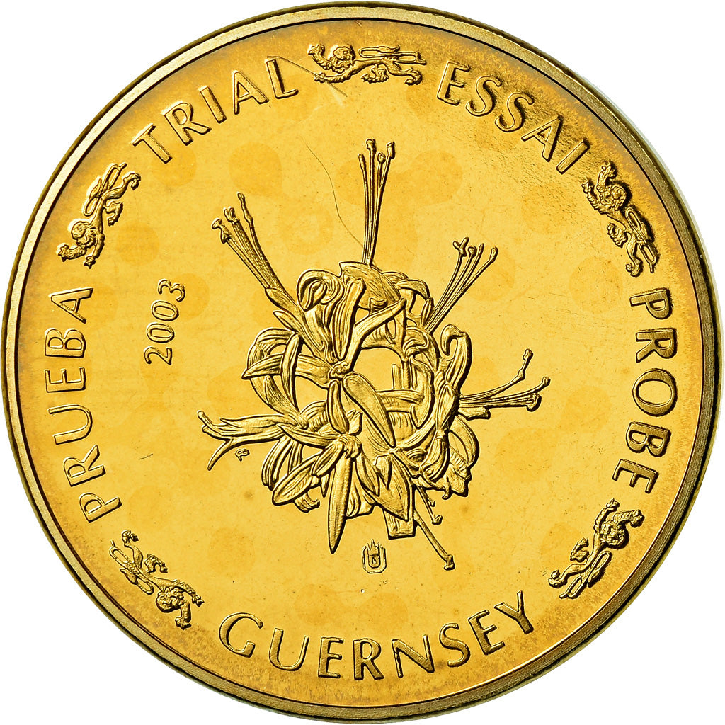 Guernsey, medalla, 50 C, Essai Trial, 2003, SC, Cobre - níquel dorado