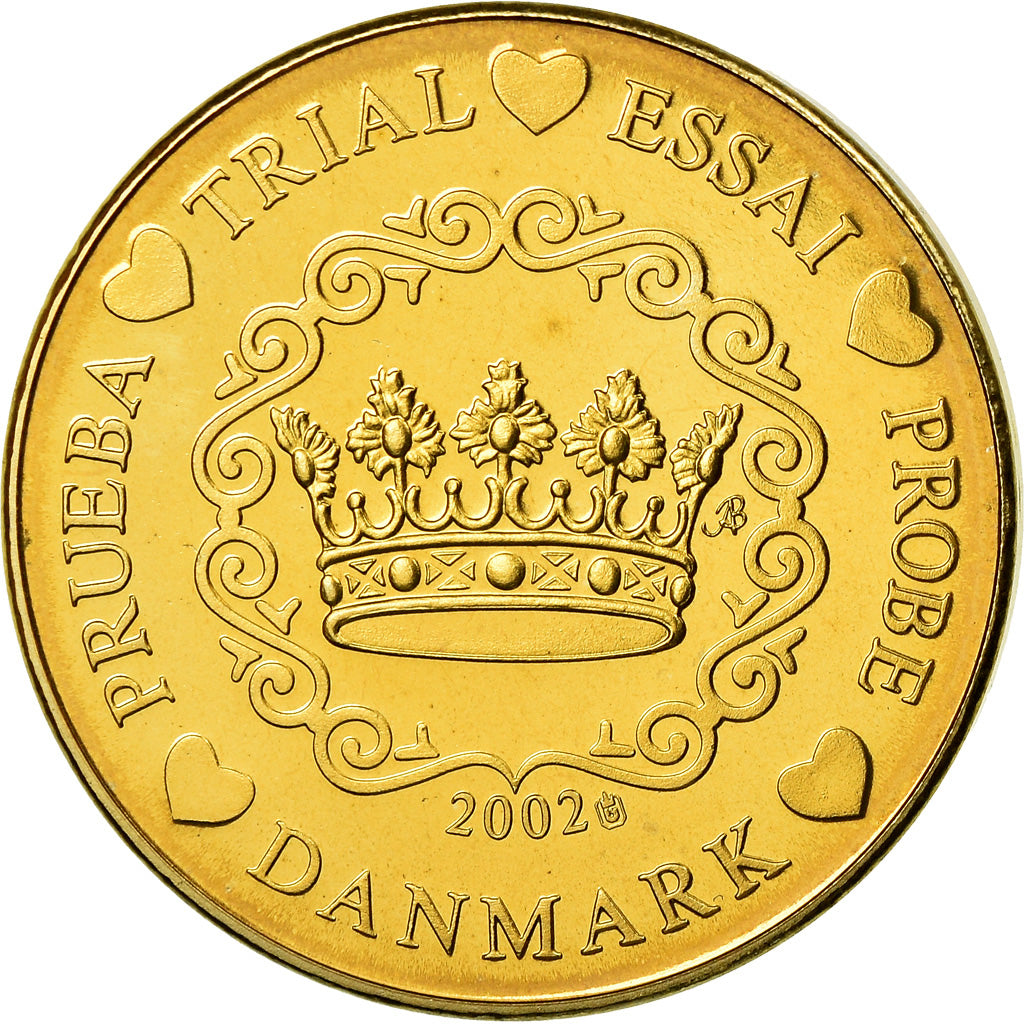 Denemarken, Medaille, 20 C, Essai-Trial, 2002, UNC-, Copper-Nickel Gilt