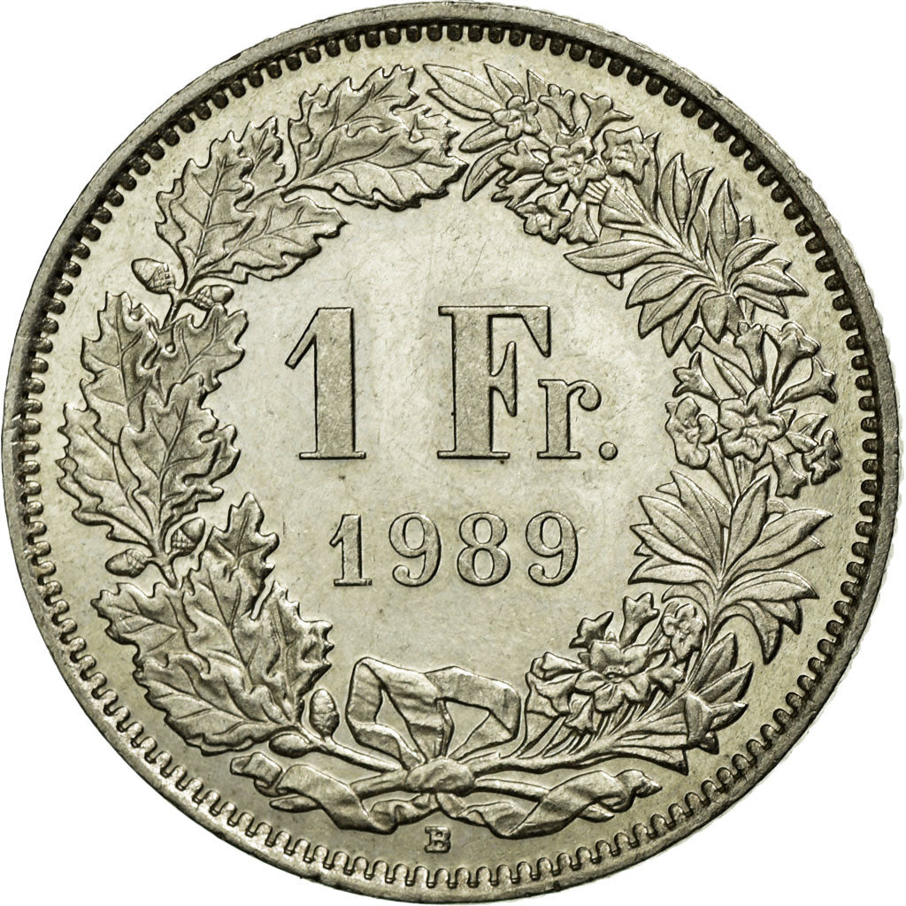 Coin, Switzerland, Franc, 1989, Bern, AU(55-58), Copper-nickel, KM:24a.3