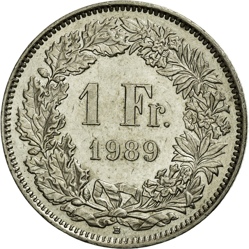 Coin, Switzerland, Franc, 1989, Bern, AU(55-58), Copper-nickel, KM:24a.3