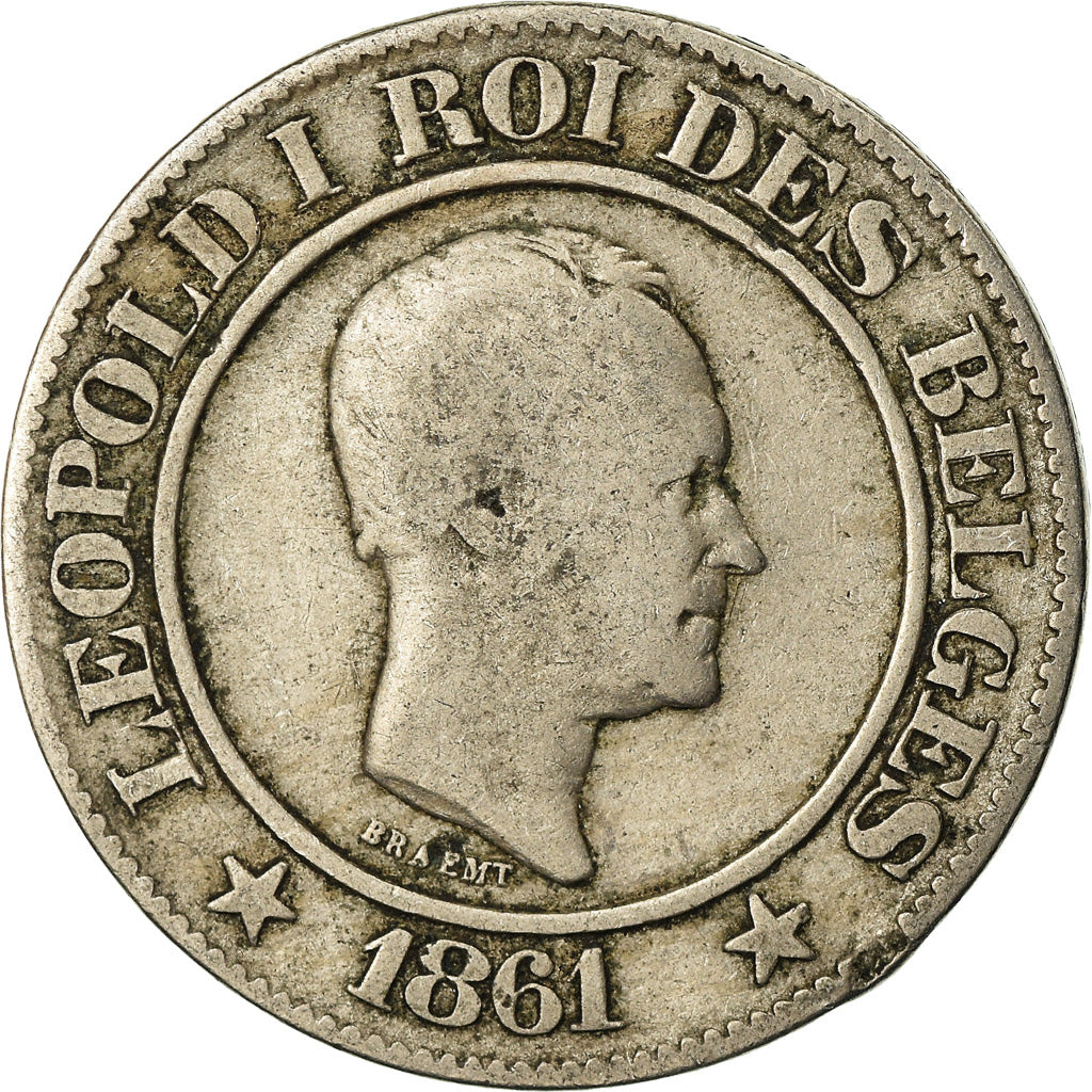 Moneta, Belgia, Leopold I, 20 Centimes, 1861, VF(20-25), Miedź-Nikiel, KM:20