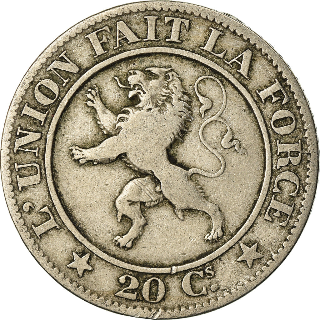 Moneta, Belgia, Leopold I, 20 Centimes, 1861, VF(20-25), Miedź-Nikiel, KM:20