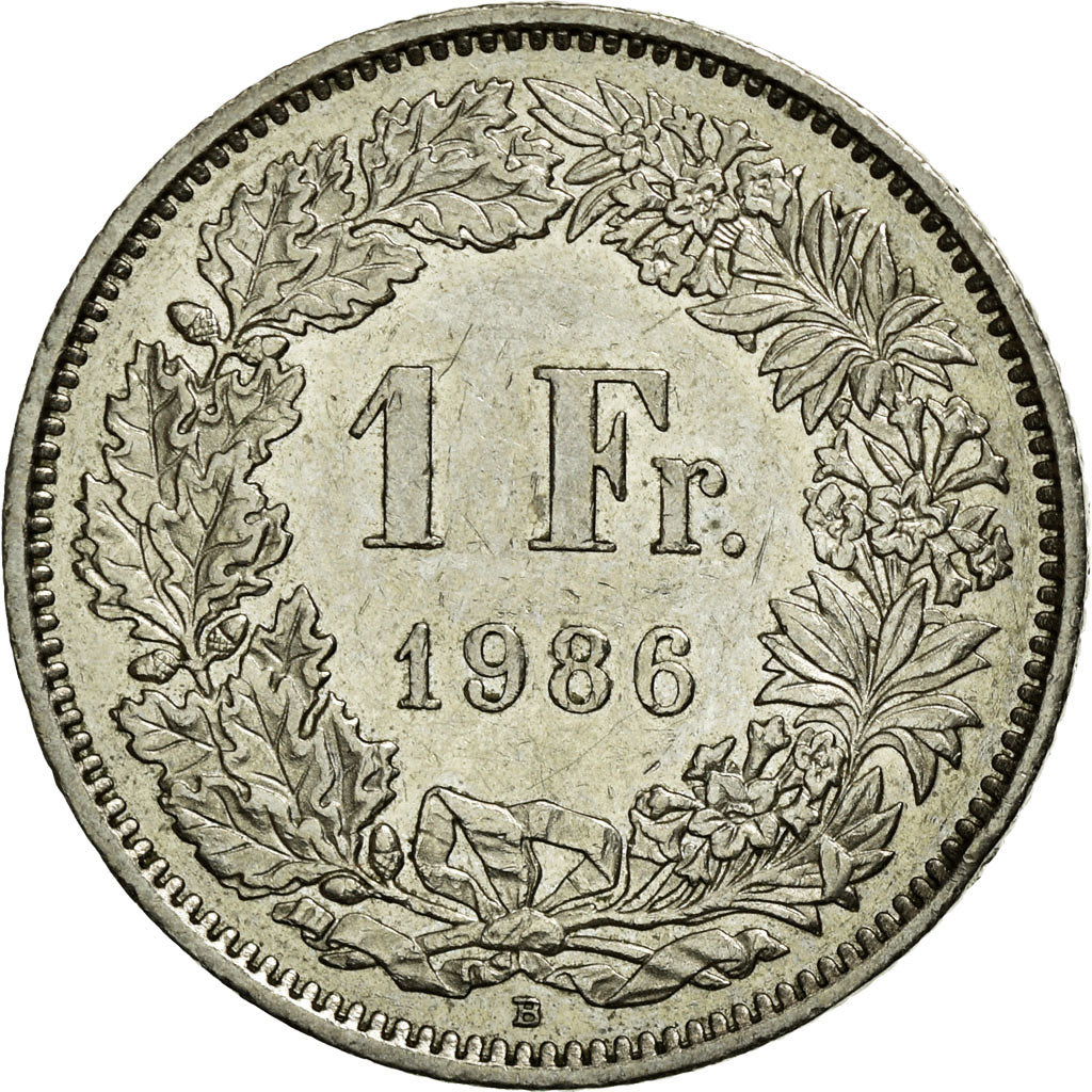 Coin, Switzerland, Franc, 1986, Bern, AU(55-58), Copper-nickel, KM:24a.3