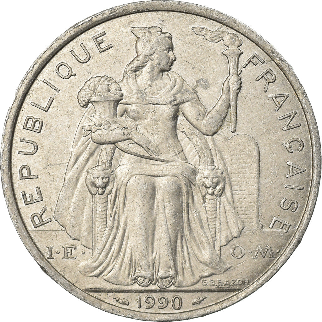 Coin, French Polynesia, 5 Francs, 1990, Paris, EF(40-45), Aluminum, KM:12
