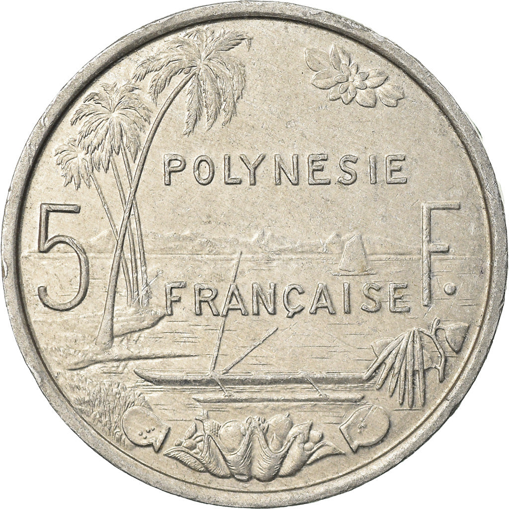 Coin, French Polynesia, 5 Francs, 1990, Paris, EF(40-45), Aluminum, KM:12