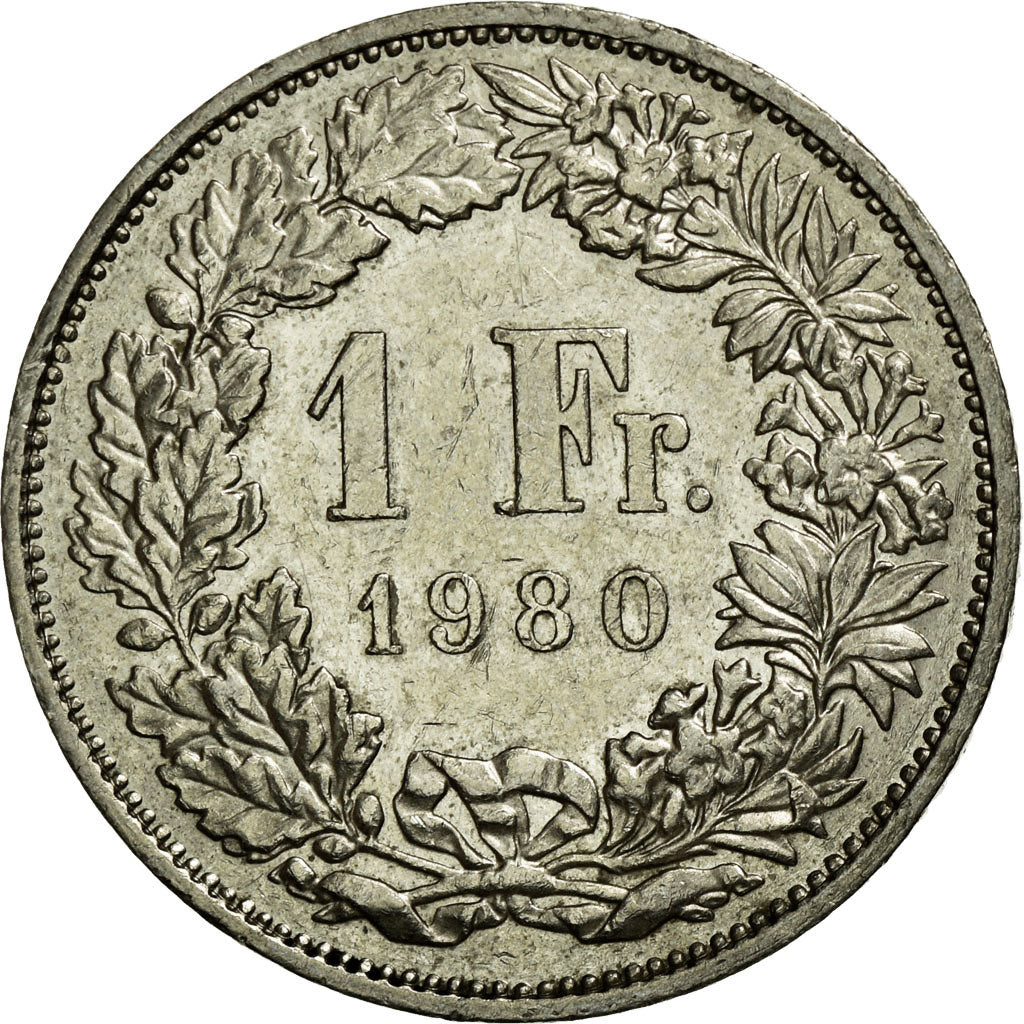 Coin, Switzerland, Franc, 1980, Bern, AU(55-58), Copper-nickel, KM:24a.1