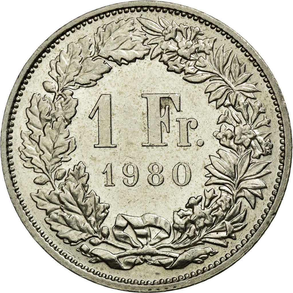 Coin, Switzerland, Franc, 1980, Bern, AU(55-58), Copper-nickel, KM:24a.1