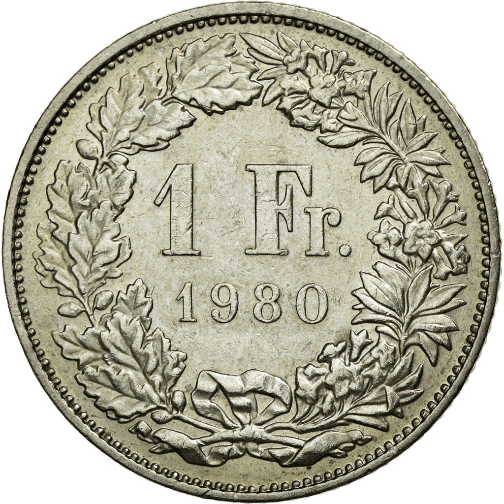 Coin, Switzerland, Franc, 1980, Bern, AU(55-58), Copper-nickel, KM:24a.1