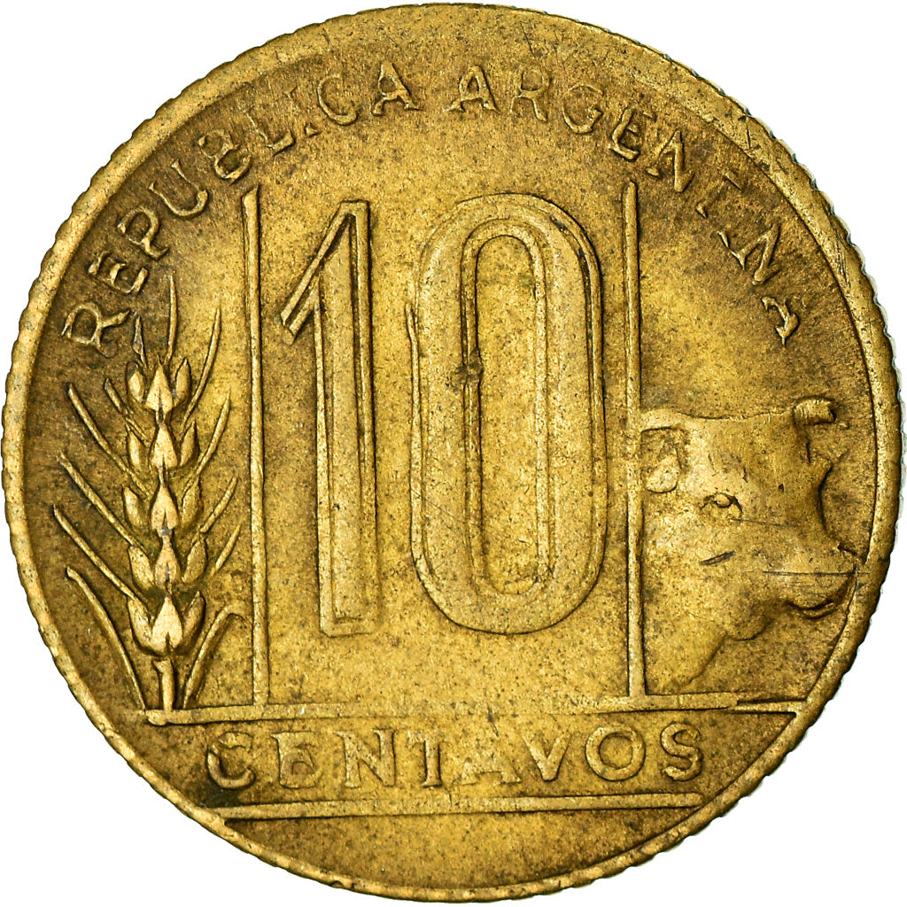 Coin, Argentina, 10 Centavos, 1947, EF(40-45), Aluminum-Bronze, KM:41
