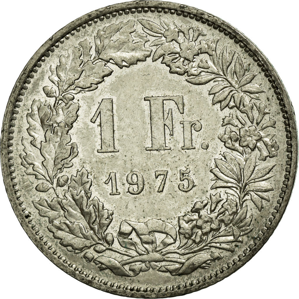 Coin, Switzerland, Franc, 1975, Bern, AU(55-58), Copper-nickel, KM:24a.1