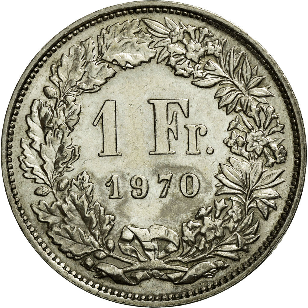 Coin, Switzerland, Franc, 1970, Bern, AU(55-58), Copper-nickel, KM:24a.1
