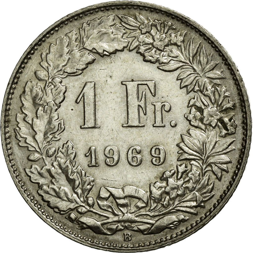 Coin, Switzerland, Franc, 1969, Bern, AU(55-58), Copper-nickel, KM:24a.1