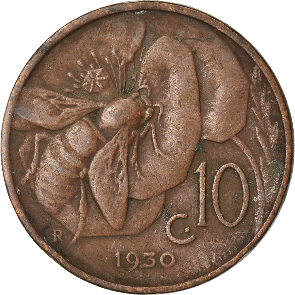 Moneta, Italia, Vittorio Emanuele III, 10 Centesimi, 1930, Rome, MB, Bronzo