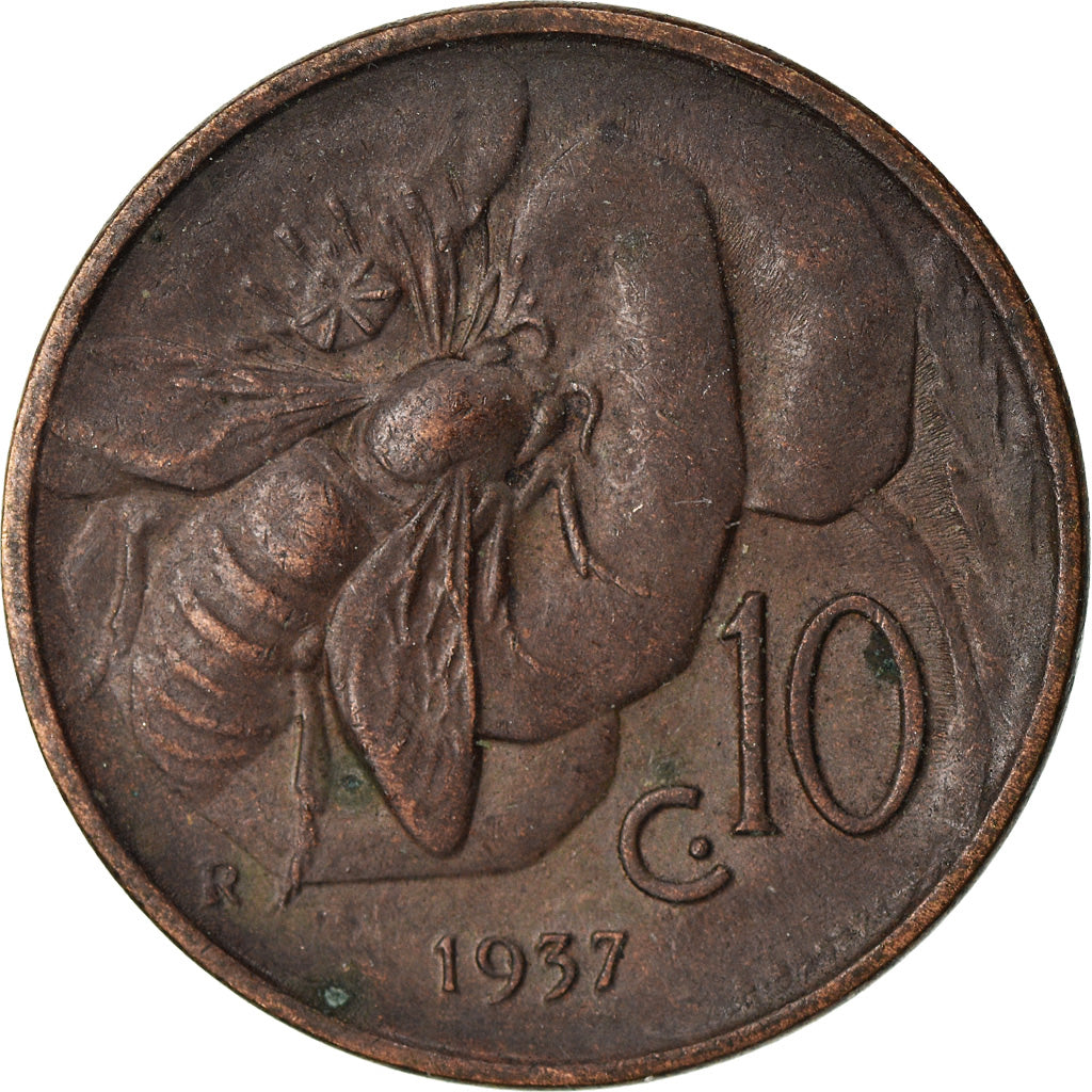 Coin, Italy, Vittorio Emanuele III, 10 Centesimi, 1937, Rome, EF(40-45), Bronze