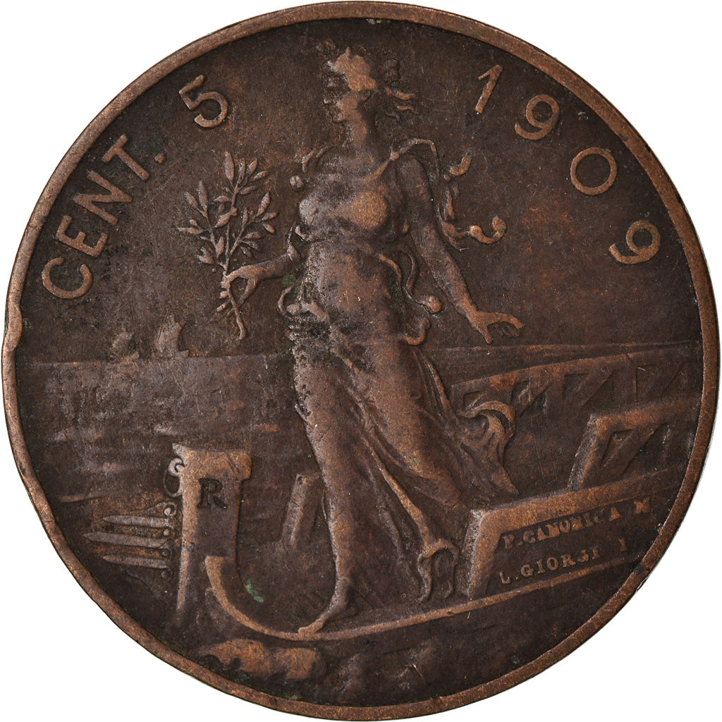 Moeda, Itália, Vittorio Emanuele III, 5 Centesimi, 1909, Rome, EF(40-45)