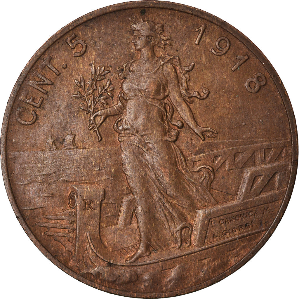 Monnaie, Italie, Vittorio Emanuele III, 5 Centesimi, 1918, Rome, TTB, Bronze