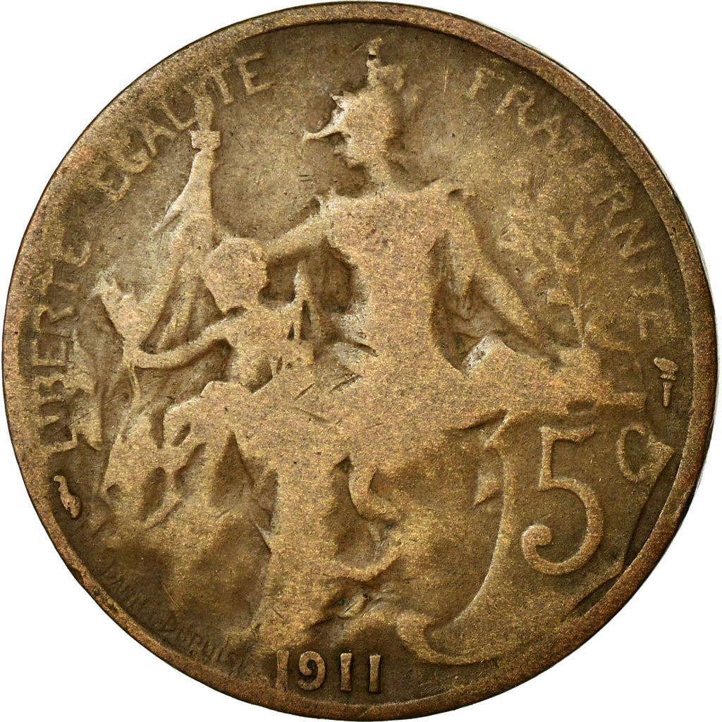 Munten, Frankrijk, Dupuis, 5 Centimes, 1911, FR+, Bronze, KM:842, Gadoury:165