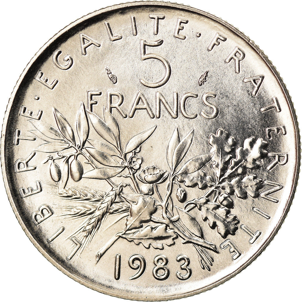 Munten, Frankrijk, Semeuse, 5 Francs, 1983, Paris, FDC, Nickel Clad