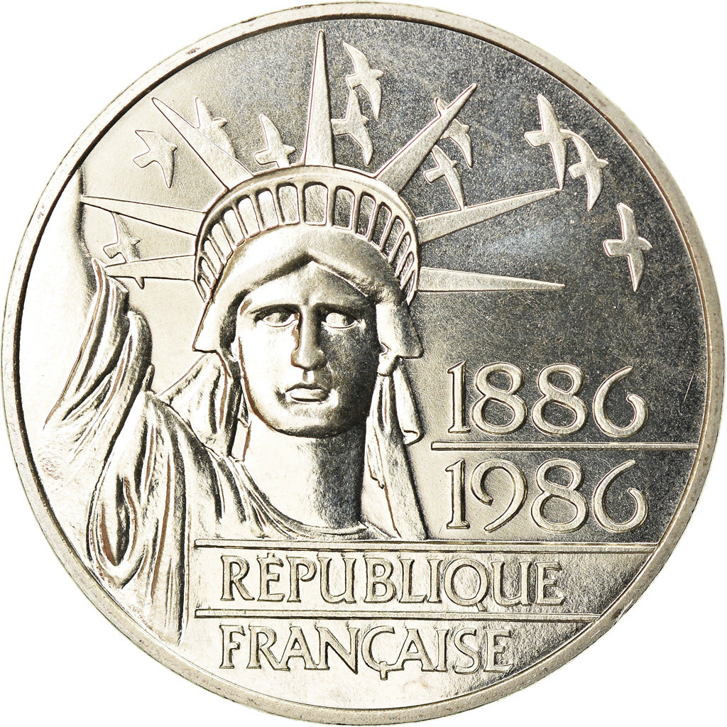 Coin, France, Statue de la Liberté, 100 Francs, 1986, MS(65-70), Silver
