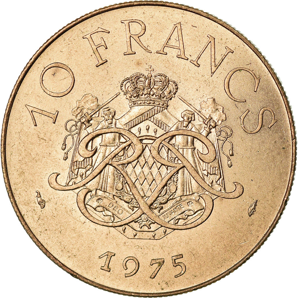 Münze, Monaco, Rainier III, 10 Francs, 1975, VZ, Copper-Nickel-Aluminum