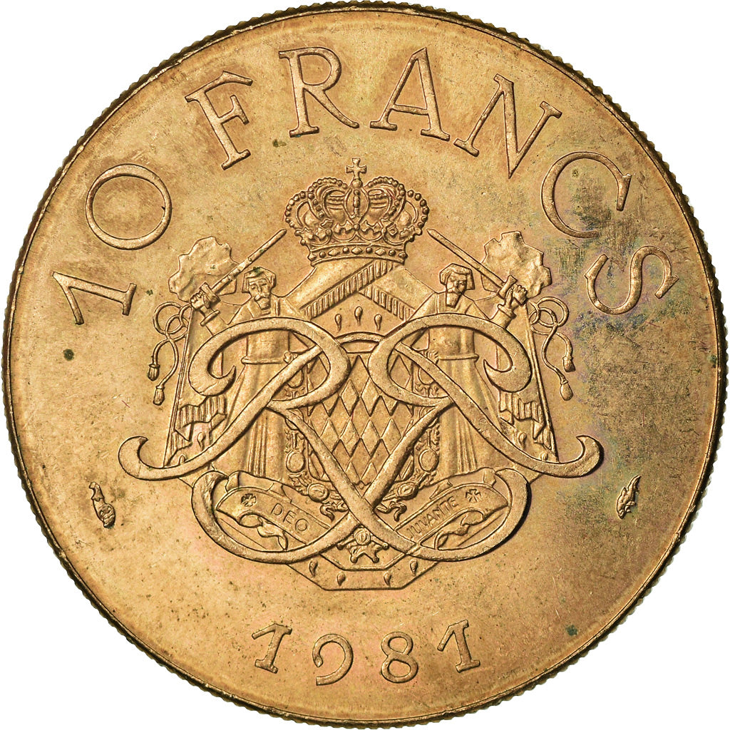 Coin, Monaco, Rainier III, 10 Francs, 1981, AU(55-58), Copper-Nickel-Aluminum