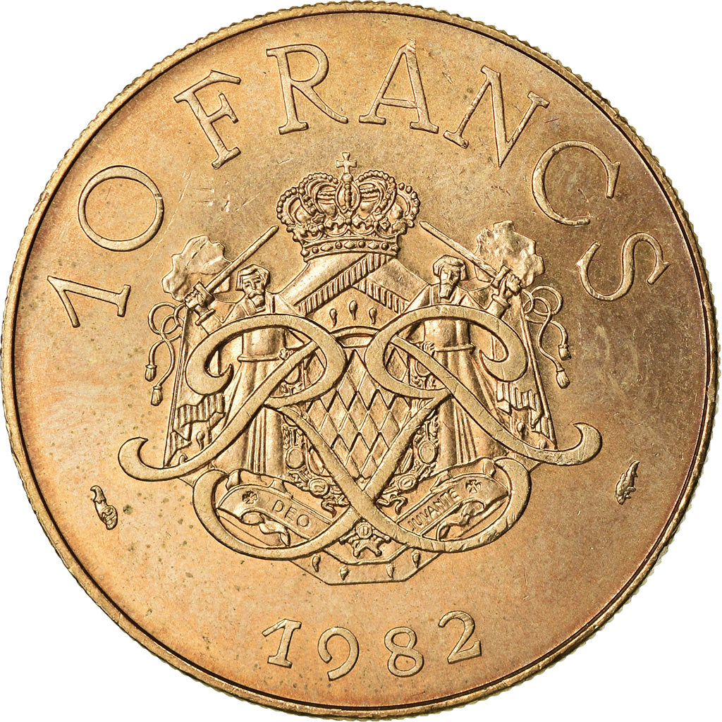 Münze, Monaco, Rainier III, 10 Francs, 1982, VZ, Copper-Nickel-Aluminum