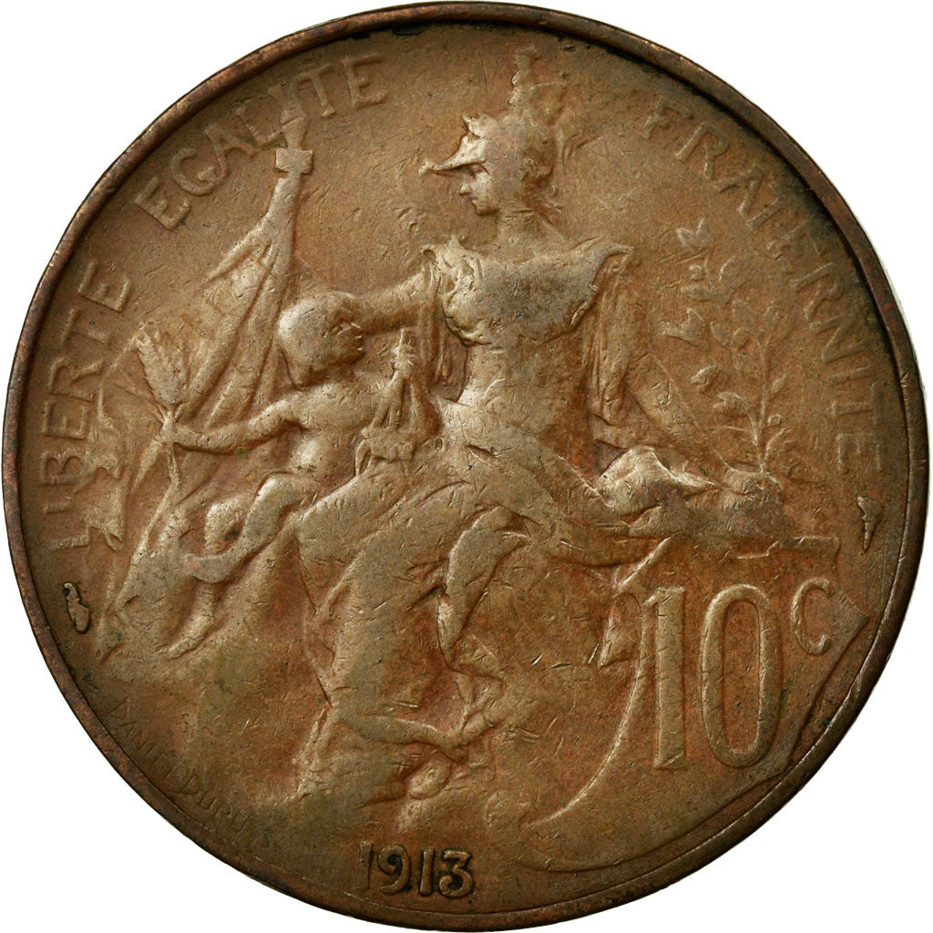 Moneta, Francia, Dupuis, 10 Centimes, 1913, MB+, Bronzo, KM:843, Gadoury:277