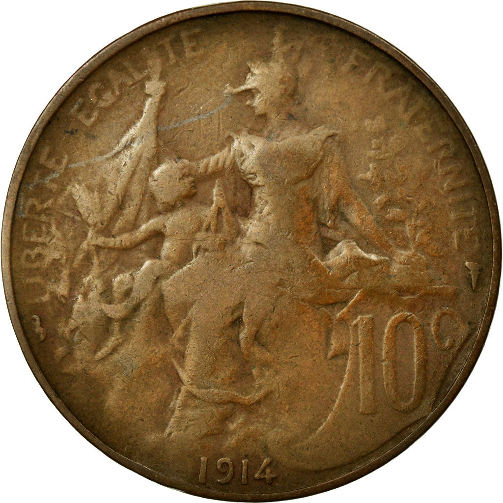 Moneta, Francia, Dupuis, 10 Centimes, 1914, MB+, Bronzo, KM:843, Gadoury:277