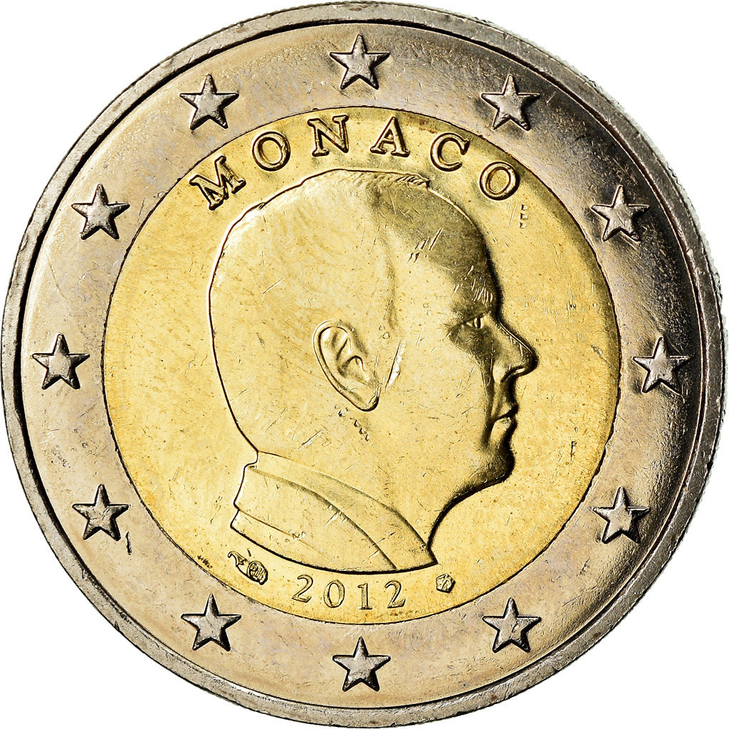 Mónaco, 2 Euro, Prince Albert, 2012, SC, Bimetálico, KM:195