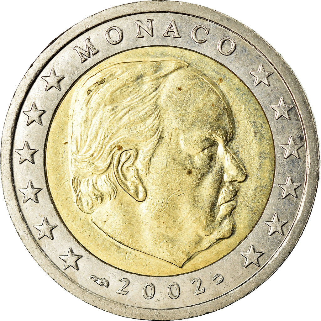 Mónaco, 2 Euro, 2002, MS(63), Bimetálico, KM:174