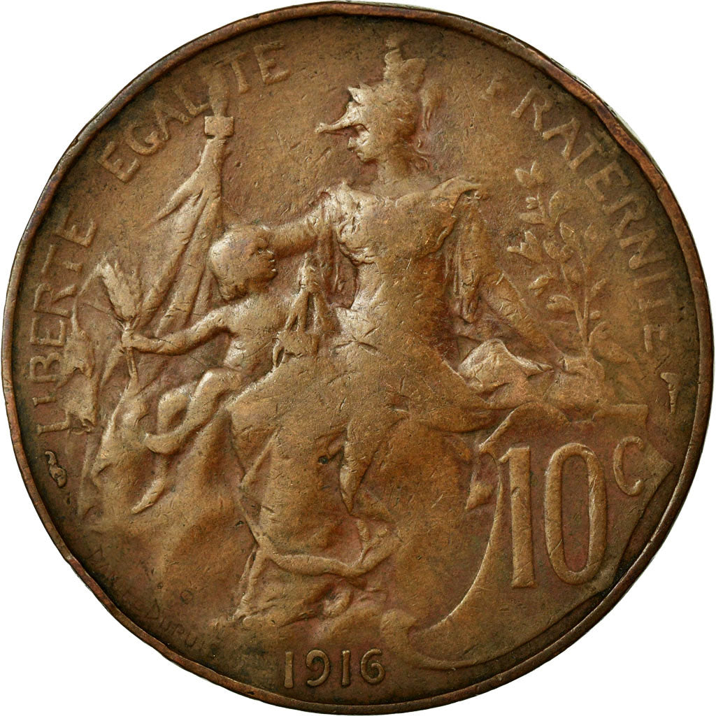Coin, France, Dupuis, 10 Centimes, 1916, VF(30-35), Bronze, KM:843, Gadoury:277