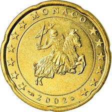 Monaco, 20 Euro Cent, 2002, AU(55-58), Brass, KM:171