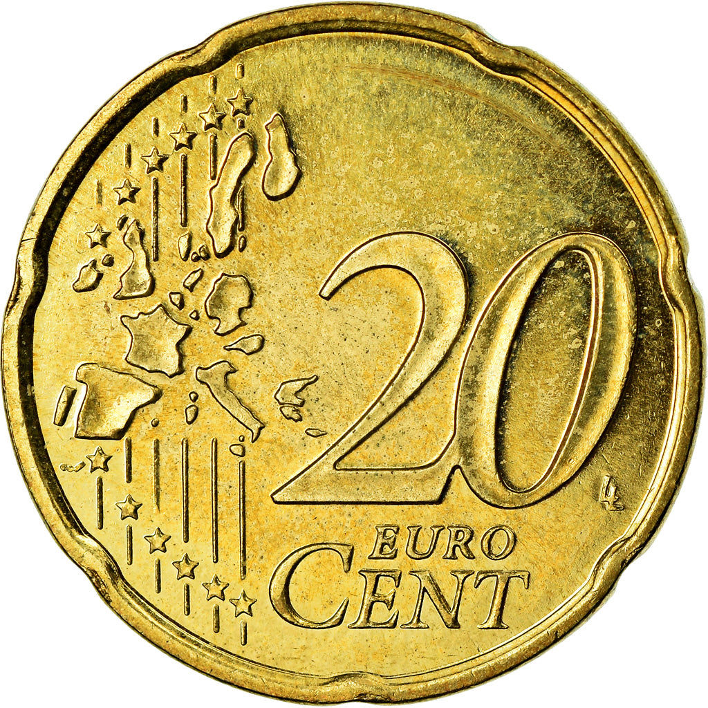 Monaco, 20 Euro Cent, 2002, AU(55-58), Brass, KM:171