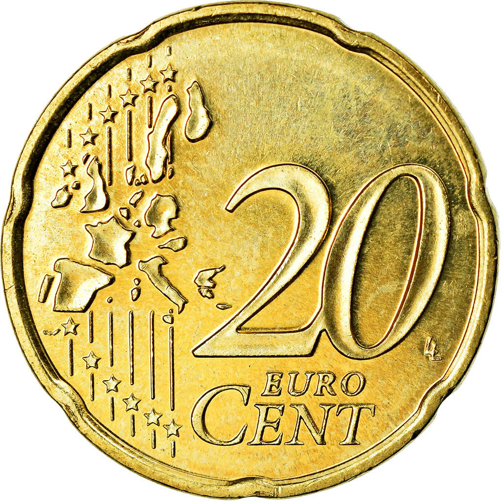 Monaco, 20 Euro Cent, 2002, Paris, AU(55-58), Mosiądz, KM:171