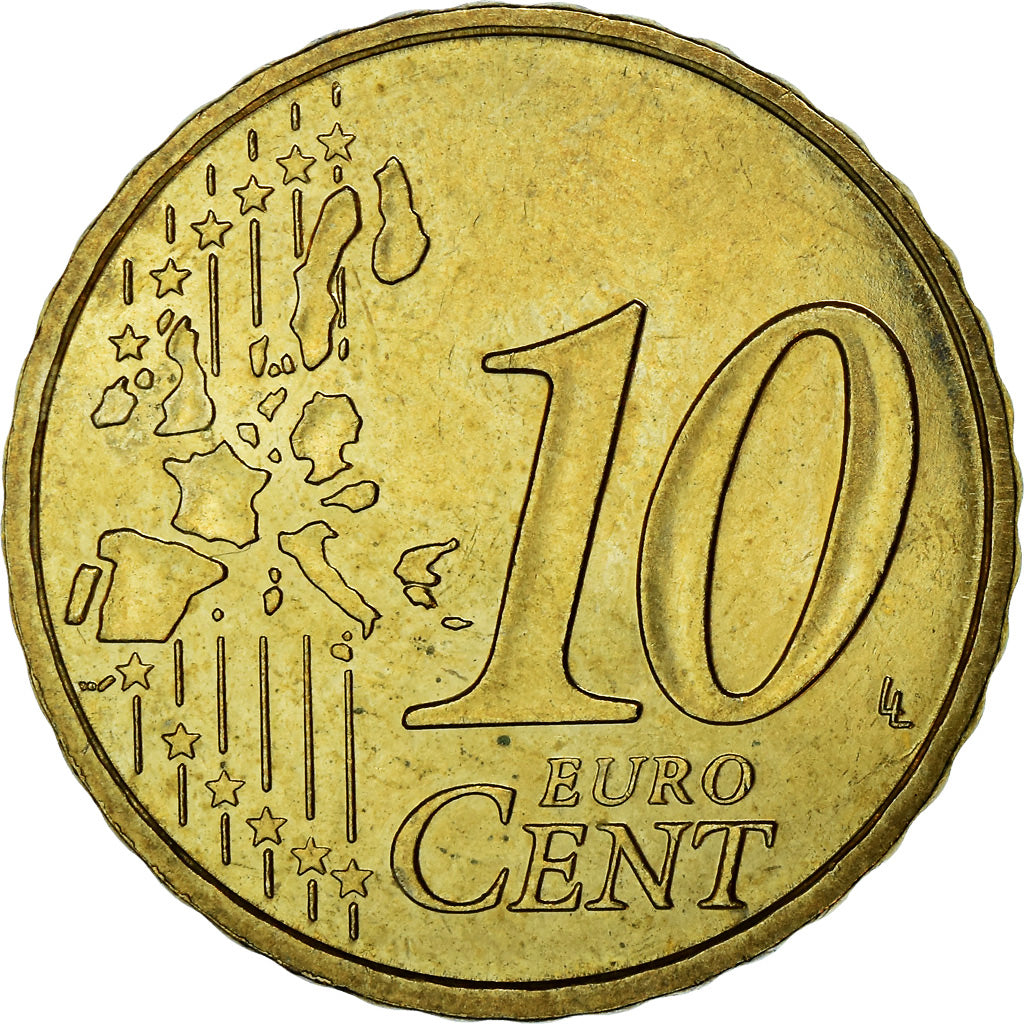 Monaco, 10 Euro Cent, 2002, UNZ, Messing, KM:170